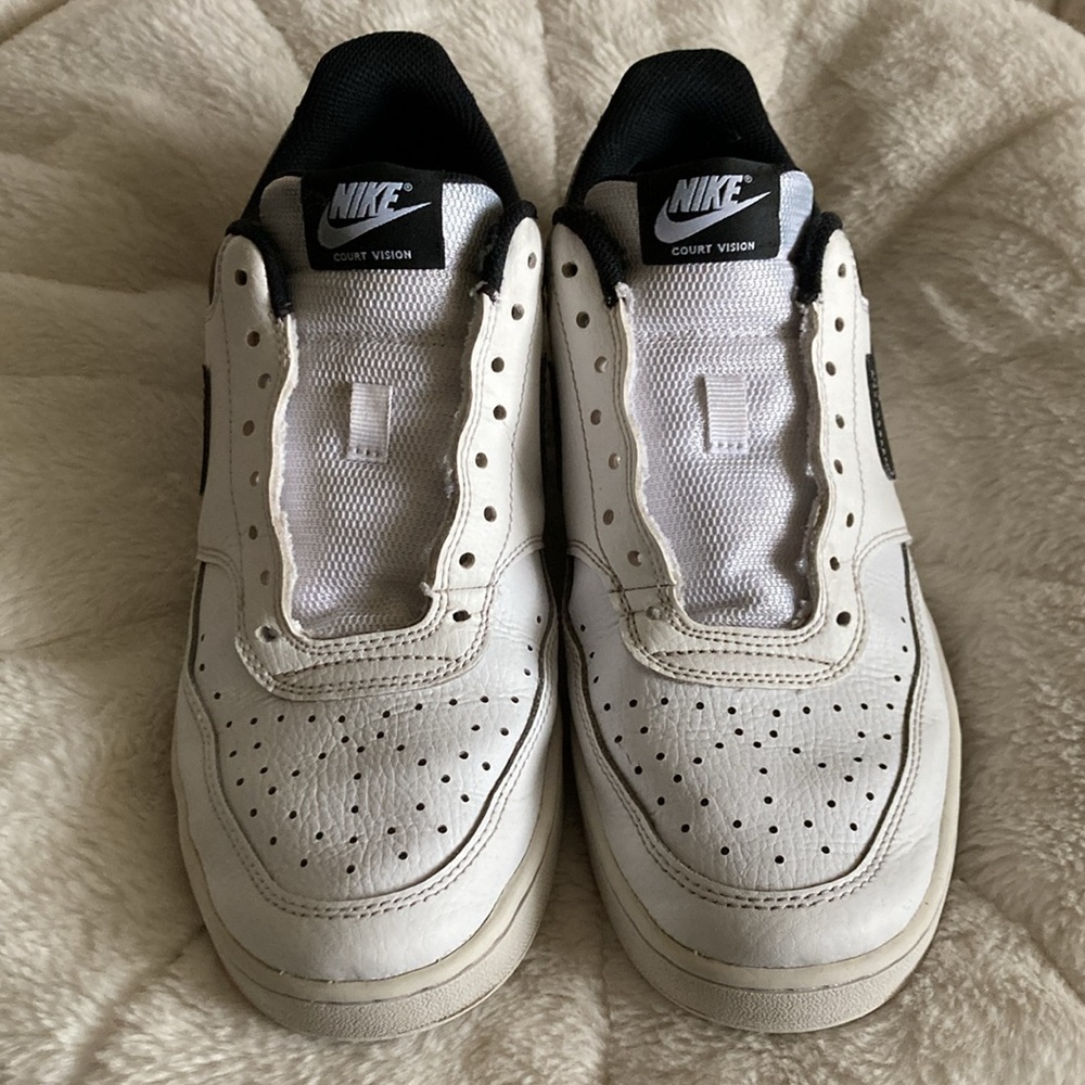 Nike Court Vision sneakers black and white leather size 10